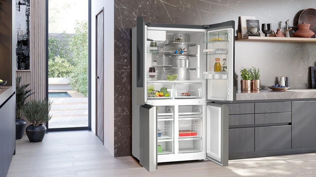 Frigorifero Multic дверный SIEMENS KF96NVPEA iQ300, 183 x 91 cm, 405 L di refrigerazione e 200 L di congelamento, hyperFresh per una freschezza più duratura, noFrost per non sbrinare mai più, superCooling per un raffreddamento più rapido