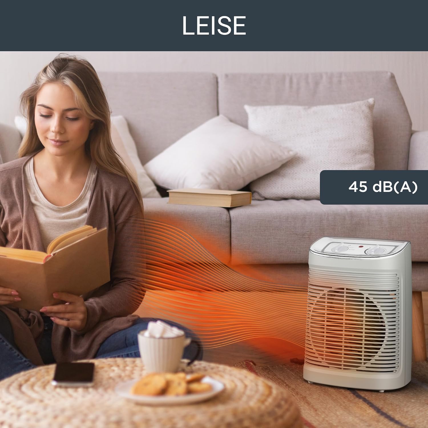 Rowenta Instant Comfort Aqua Termoventilatore, Due Livelli di Riscaldamento, Funzione Ventilatore, Consumo Energetico Regolabile, Silenzioso, Stufa Elettrica, Grigio Chiaro, SO6510F2, 1200 - 2400w