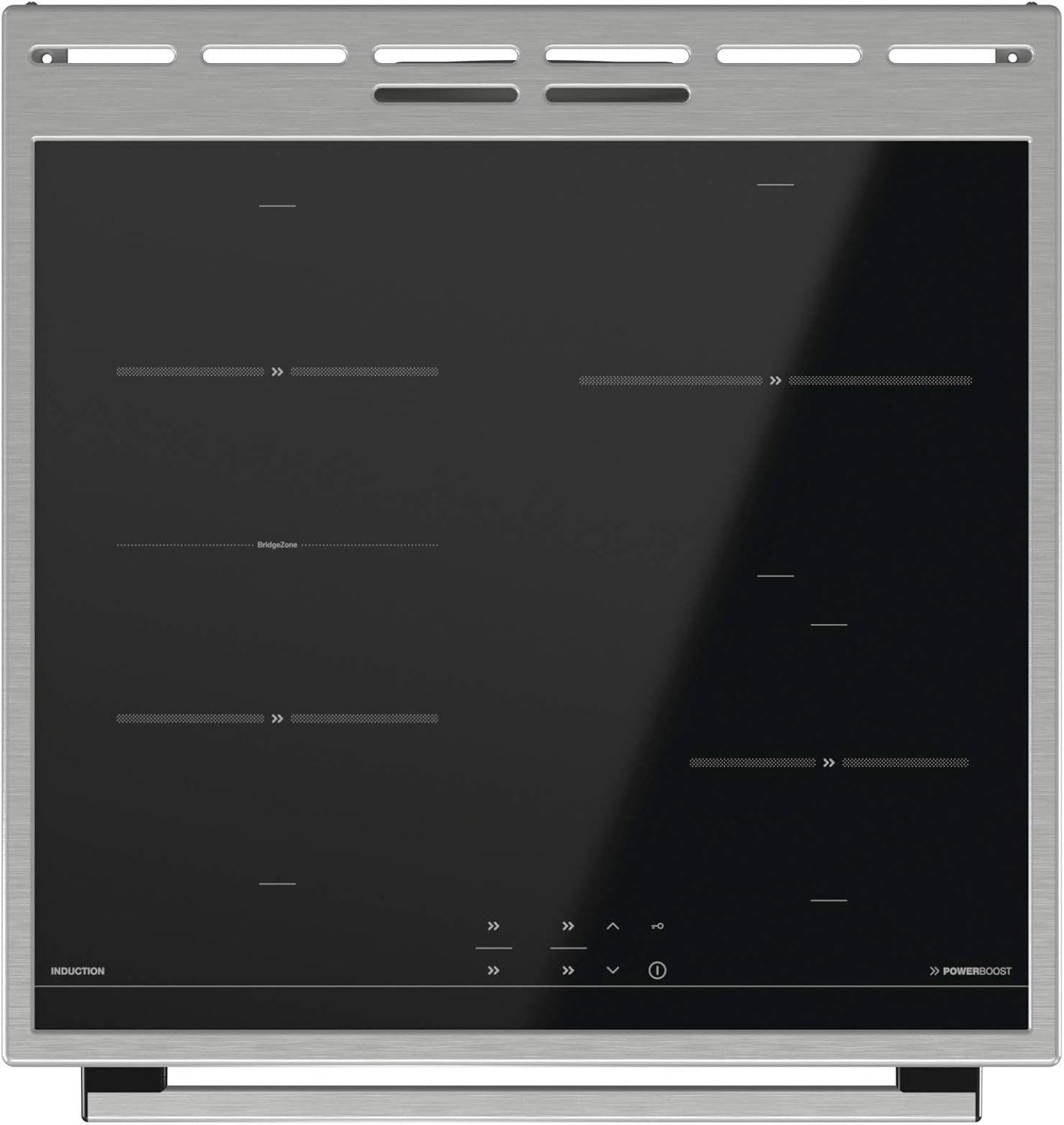 Gorenje GEIT5C61SPG Cucina indipendente con piano cottura a induzione, 50 cm, 70 litri, argento, PerfectGrill, AirFry, FrozenBake, Pizza Mode 300°C, AquaClean, Made in Europe, inox