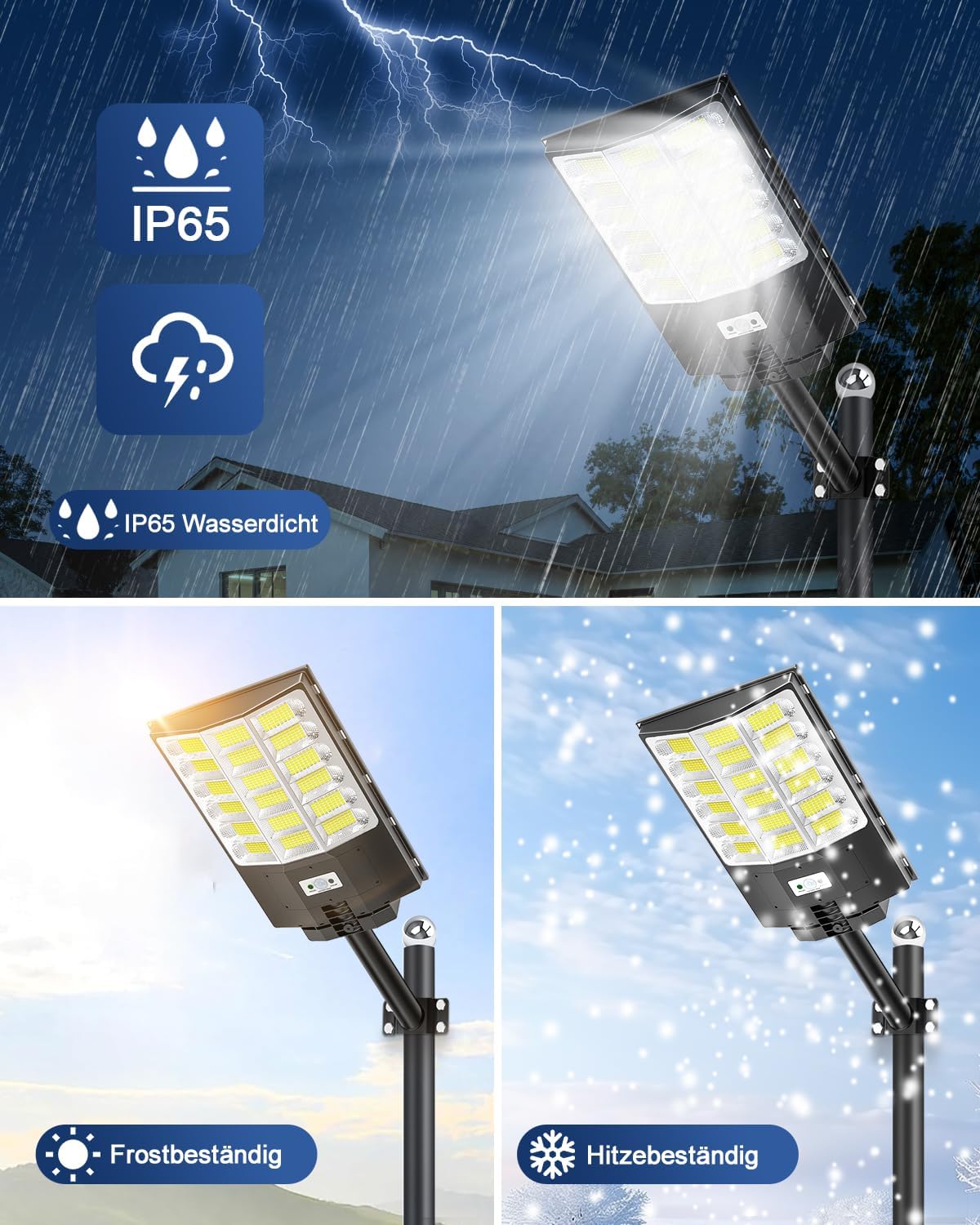 Sararoom 600W Straßenlaterne Solar Wegeleuchte, 594LEDs Solarlampe mit Bewegungsmelder, 6500K Wandleuchten mit Fernbedienung - IP65 Straßenlampe Außen Sicherheitsleuchte für Garten Garage Hof,4Pack