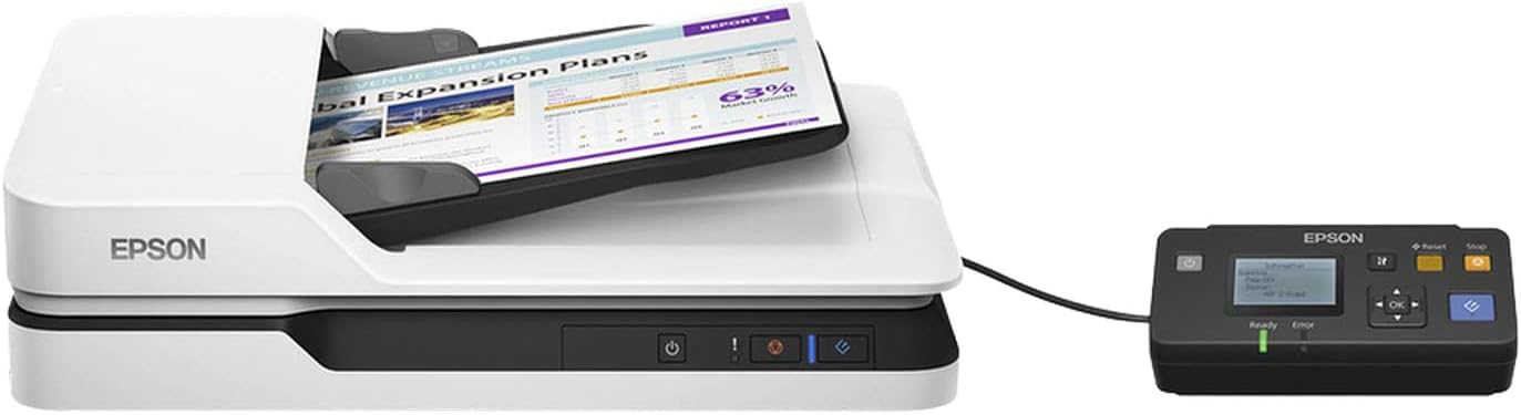 Epson WorkForce DS-1630 Scanner per documenti DIN A4 (Scanner, ingombro ridotto, alimentatore documenti, duplex, tre passaggi, 600dpi, USB 3.0)