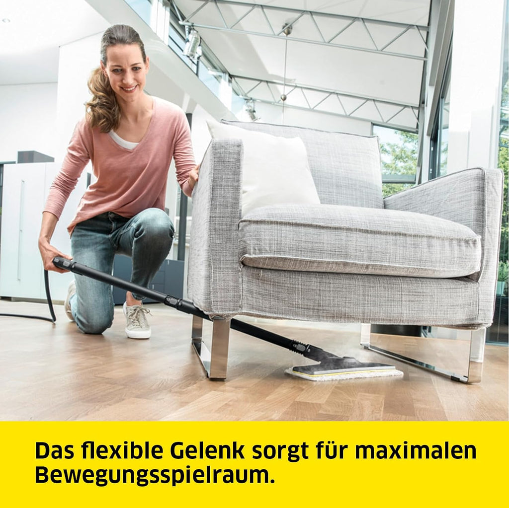 Kärcher Pulitore a vapore SC 2 EasyFix, pressione vapore: 3,2 bar, tempo di riscaldamento: 6,5 min., potenza: 1.500 W, copertura: 75 m², serbatoio: 1 l, con set per la pulizia del pavimento EasyFix, ugelli e panno in microfibra, bianco