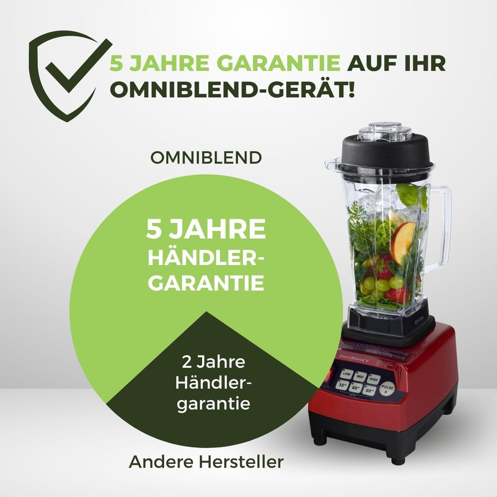 OmniBlend Smoothie Maker 2L in schwarz I Smoothie Mixer inkl. BPA-freiem Behlter & 6-Klingen-System aus Edelstahl I Mixer Smoothie Maker ideal für grüne Smoothies I Standmixer mit 3 PS Motor