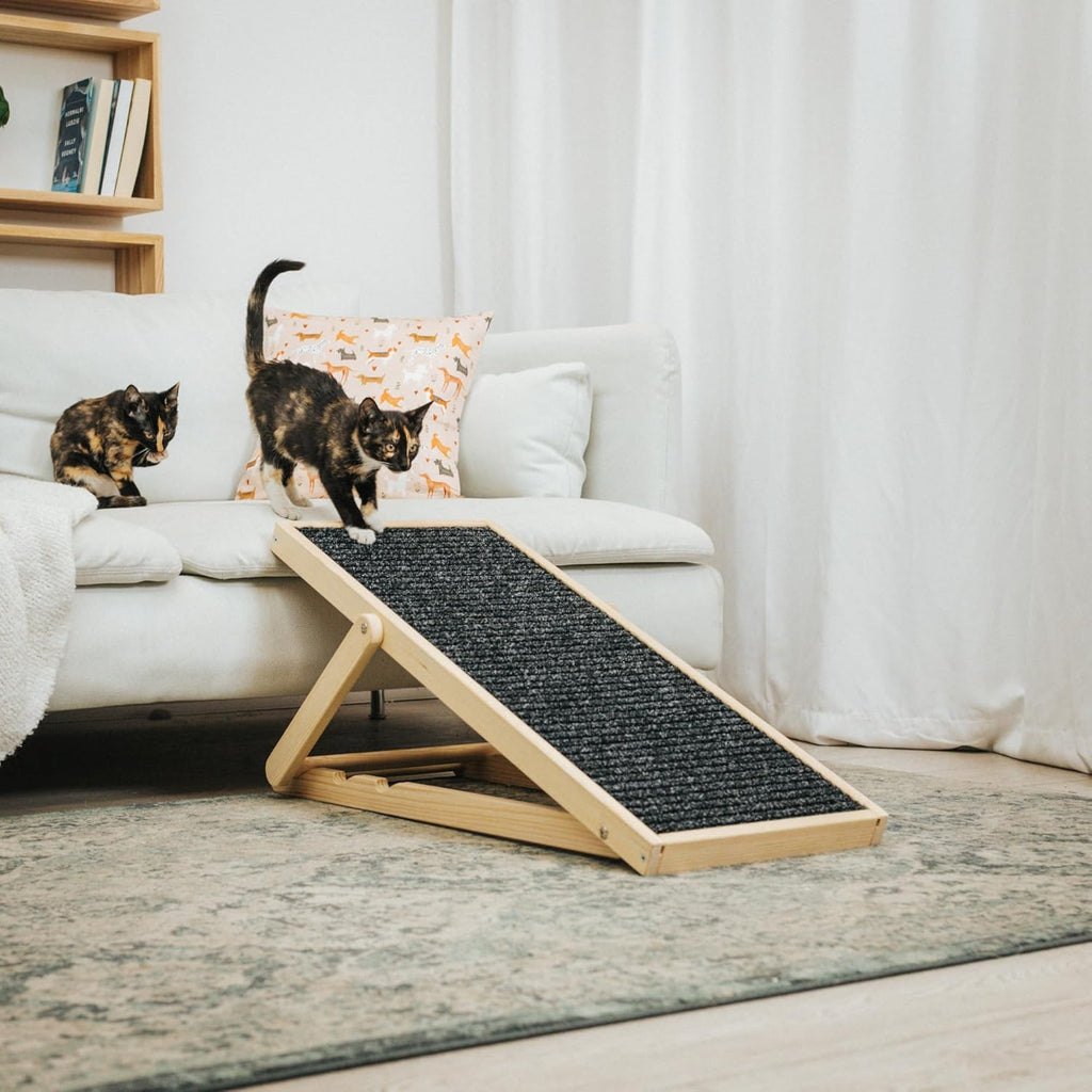Holtaz Rampa per Cani Rampa per Gatti Scaletta per Cani per Letto o Divano Pieghevole in Legno Petwalk Scala per Cani Rampa di Carico per Animali Domestici con Inserto Antiscivolo Naturale