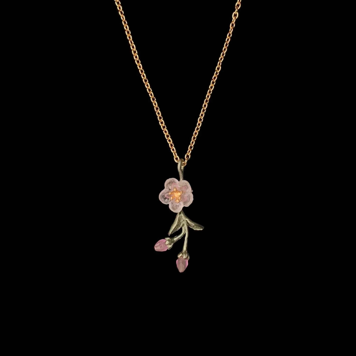 Pfirsichblüte Kette mit Anhnger - Zierliche Blumen