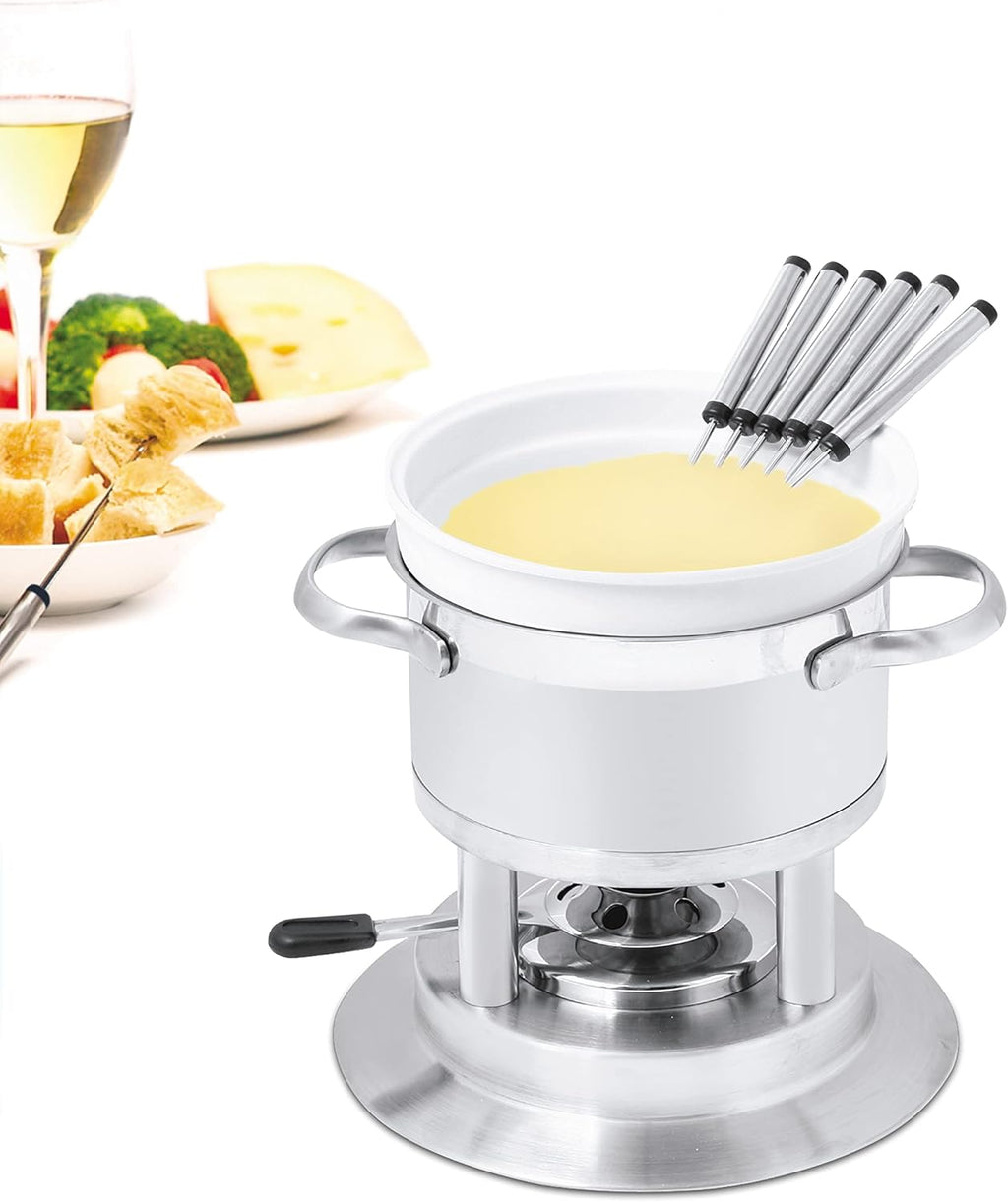 Swissmar F66415 Lausanne Fondue Set 11-teiliges, Kupfer/Edelstahl, 1.8L, Fondue-Set für Fleisch, Käse und Schokolade, für 6 Personen, Geschenkset
