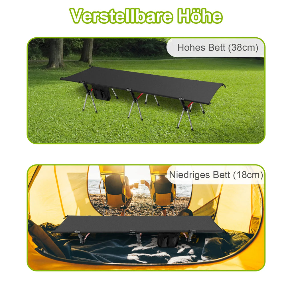 Sonnewelt Klappbett Campingbett  mit Tragetasche hhenverstellbar bis 150 kg