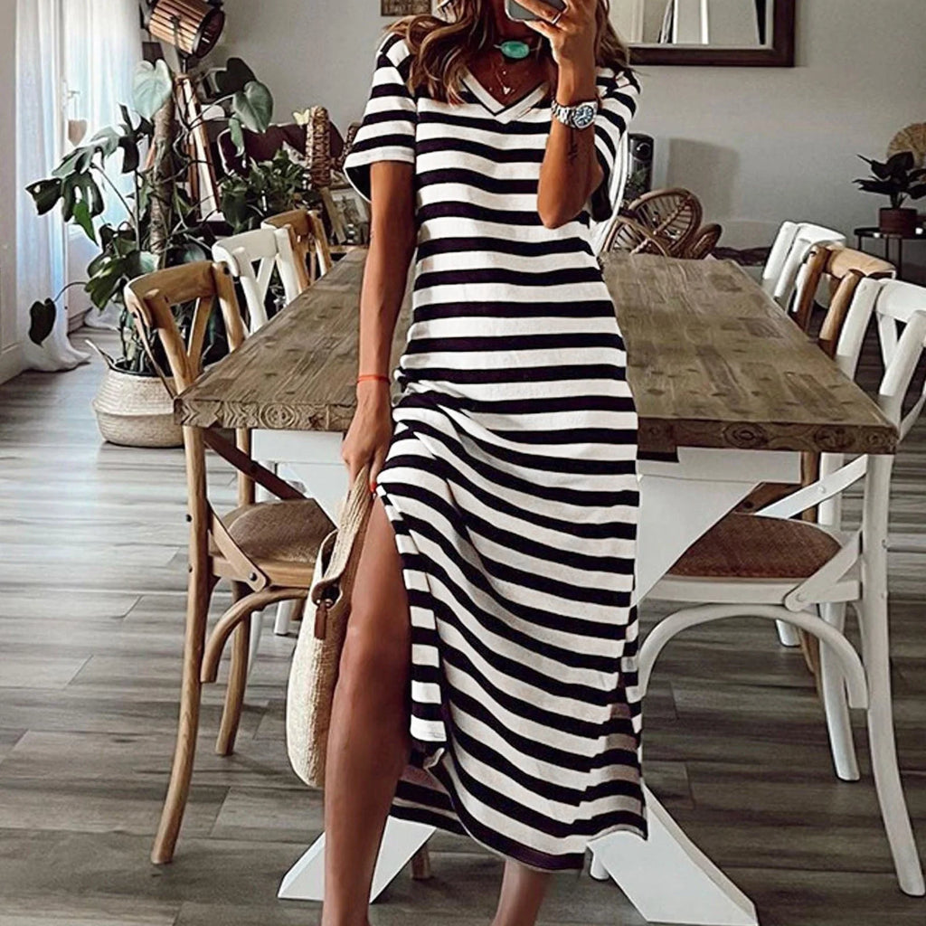 Skye - Gestreiftes Maxikleid in bergre
