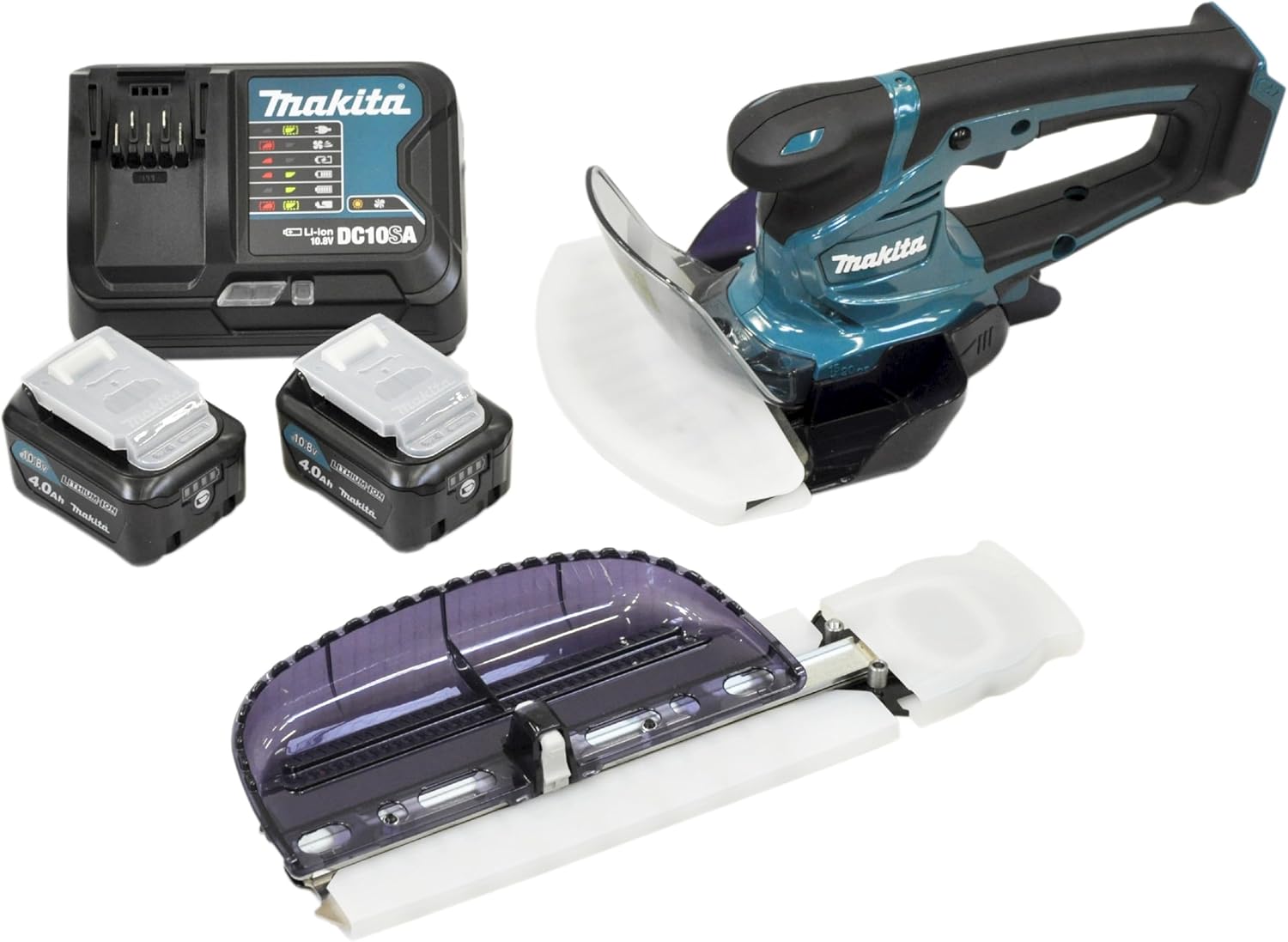 Makita UM600DSMEX Akku-Gras-Strauchschere 12V max, 4,0 Ah, 2 Akkus BL1041B, Ladegerät DC10SB, inklusive Schnittgutsammler