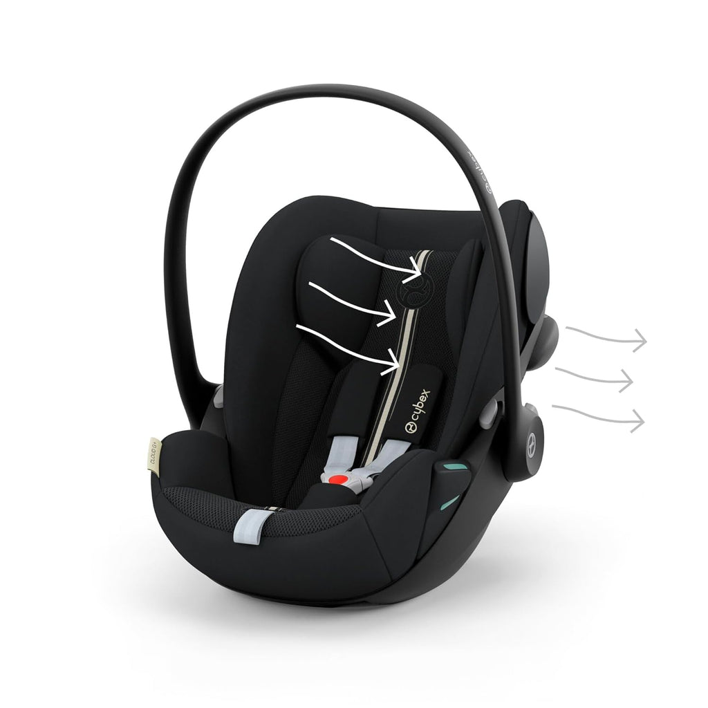 CYBEX Gold Babyschale Cloud G i-Size Plus, Inkl. Neugeboreneneinlage, Ab Geburt bis ca. 24 Monate, Für Kinder ab 40 cm bis 87 cm, Max. 13 kg, Moon Black
