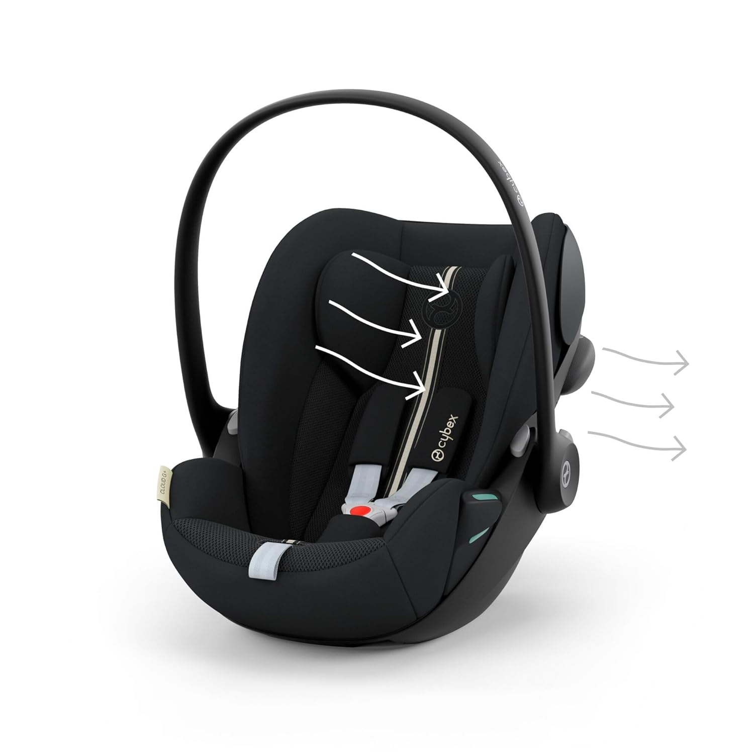 CYBEX Gold Babyschale Cloud G i-Size Plus, Inkl. Neugeboreneneinlage, Ab Geburt bis ca. 24 Monate, Für Kinder ab 40 cm bis 87 cm, Max. 13 kg, Moon Black