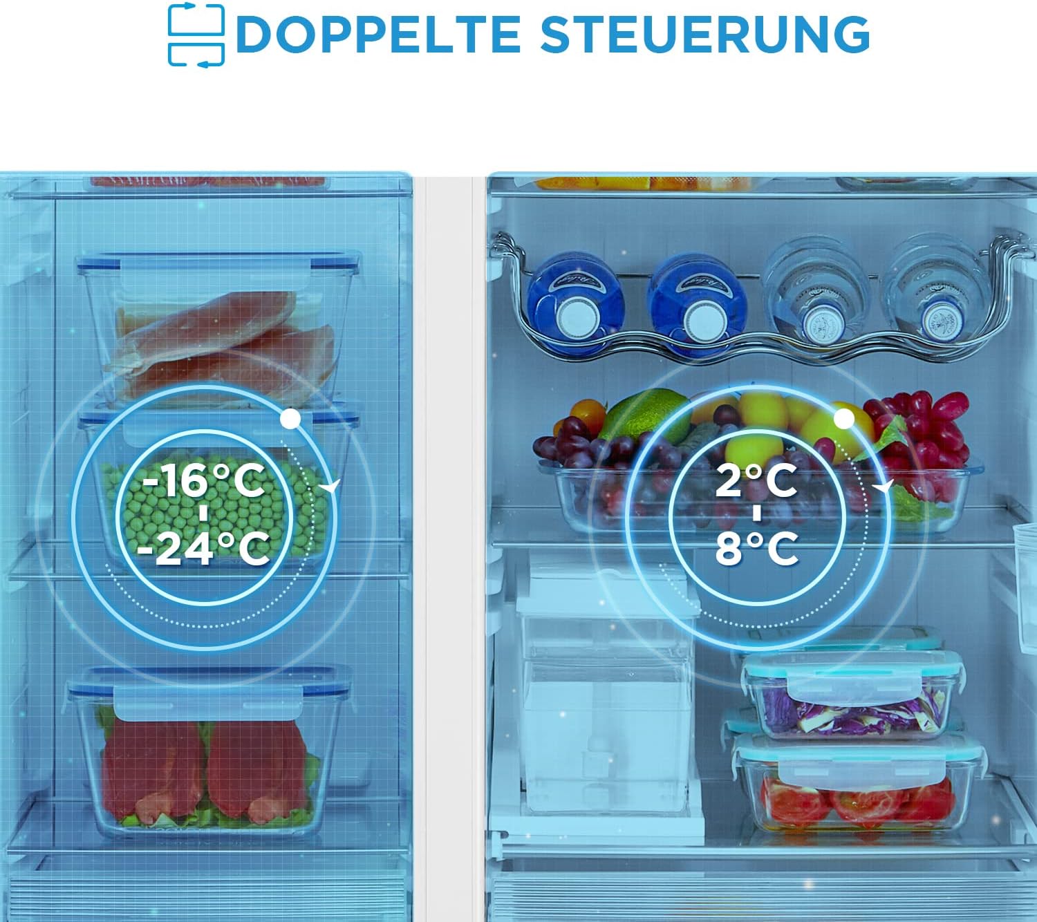 Midea KS-DDX 6.32 WT Frigorifero Side-by-Side con Congelatore/Altezza 178,8 cm/254 kWh/anno/No Frost/Compressore Dual Inverter/con Distributore di Acqua e Ghiaccio 3-in-1 e Serbatoio d'Acqua, Inox Scuro