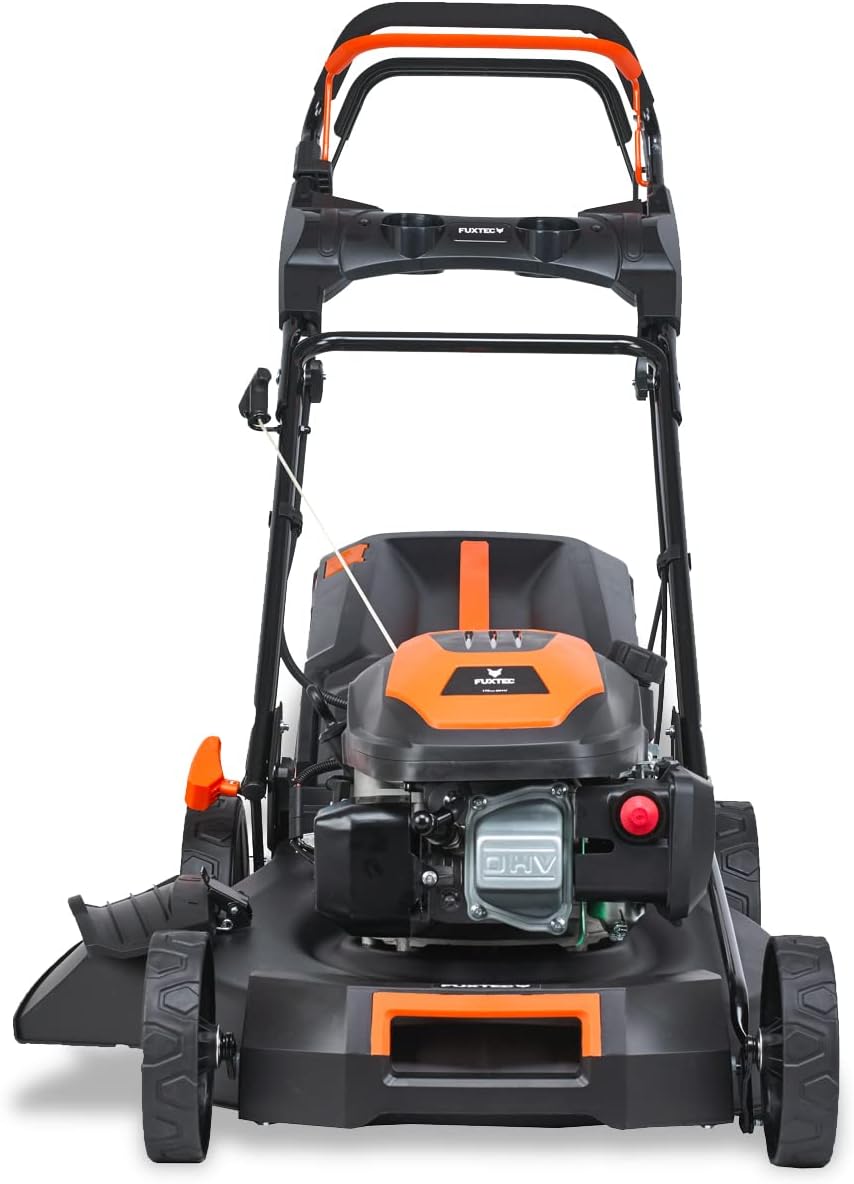 FUXTEC Tosaerba a Benzina 4in1 FX-RM5196eSPRO con Avviamento Elettrico e Trazione Regolabile, Rasaerba con Paraurti Anteriore, Larghezza di Taglio 51 cm, Ruote Big Wheel con Cuscinetti a Sfera, Cesto Raccoglierba da 60L