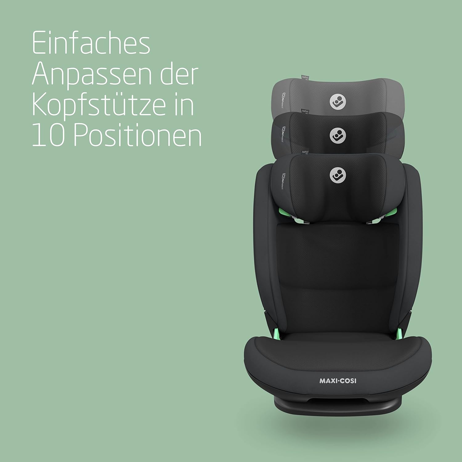 Maxi-Cosi RodiFix S i-Size Kindersitz, 100–150 cm, 3,5–12 Jahre, Autositz Kinder, 3 Liegepositionen, Verstellbare Höhe/Breite, G-CELL Side Impact Protection, AirProtect-Sicherheitskissen, Basic Black