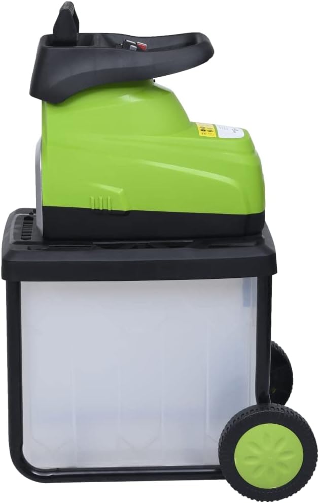 vidaXL Gartenhäcksler Elektrisch mit Auffangbox Leisehäcksler Häcksler Holzhäcksler Elektrohäcksler Walzenhäcksler Schredder 2800W