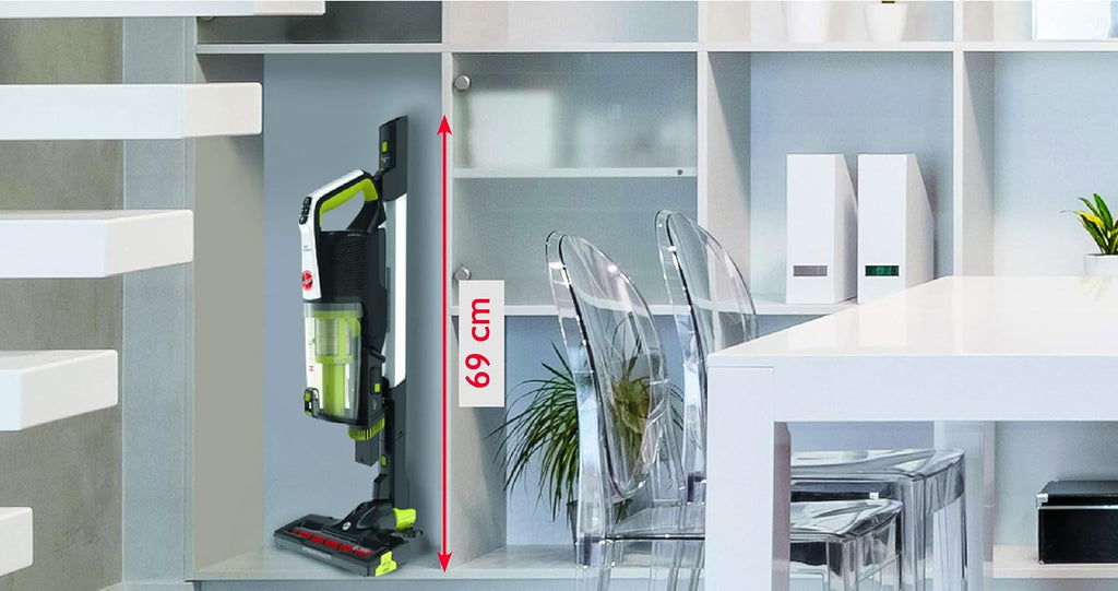 Hoover Akku-Staubsauger mit Tierhaar-Düse, austauschbare Walzen für Universalboden und sensible Bden, bis zu 30 Min. Laufzeit, beutellos, freistehend, leicht & kompakt verstaubar [HF522NPW]