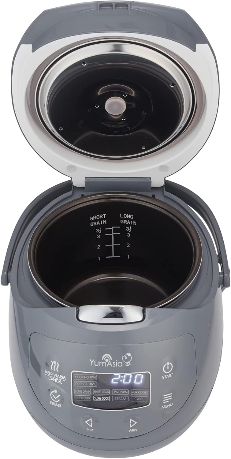 Yum Asia Panda Mini-Reiskocher mit Ninja-Keramikschüssel und Advanced Fuzzy Logic (3,5 Tassen, 0,63 Liter) 4 Reisfunktionen, 4 Multicooker-Funktion, 220–240V