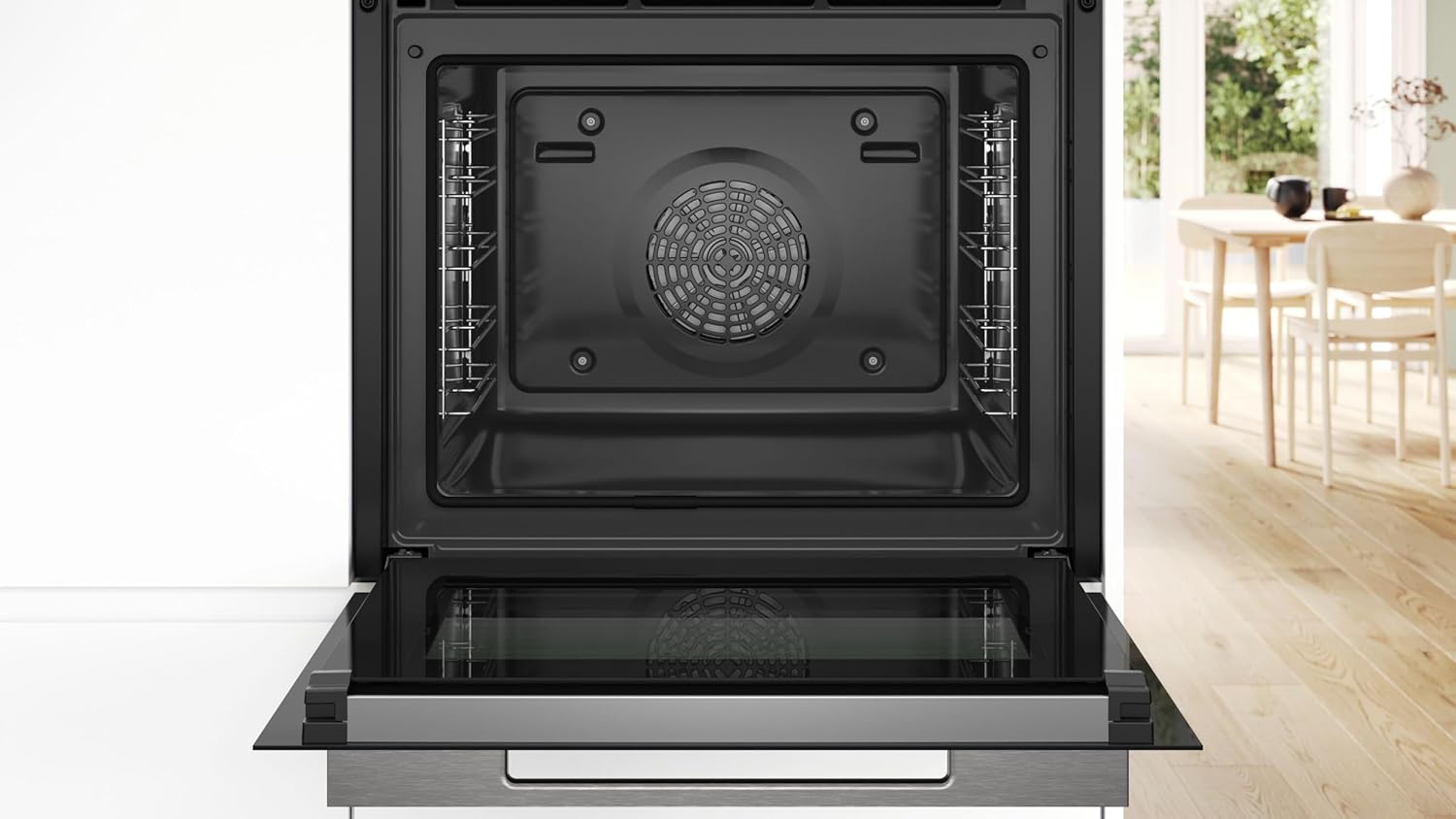 Bosch HMG7361B1, Serie 8 Forno da incasso intelligente con funzione microonde, 60 x 60 cm, Made in Germany, Nero, Air Fry, Anello di controllo digitale, Display touch, Programmi automatici, Supporto per la pulizia