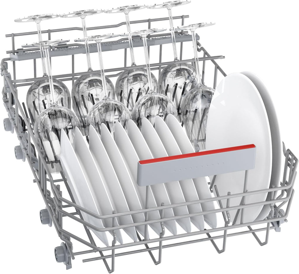 Bosch SPV2IKX10E Serie 2 Lavastoviglie smart a scomparsa totale, larghezza 45 cm, Cestello posate, Extra Asciugatura con la pressione di un pulsante, InfoLight punto luce rosso sul pavimento, AquaStop protezione dai danni causati dall'acqua, Bianco