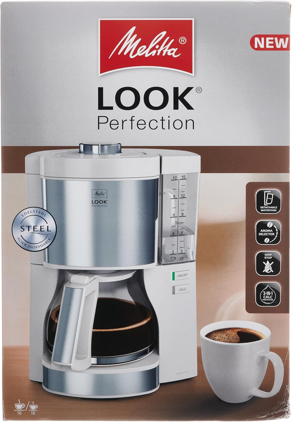 Melitta Look Perfection - Macchina da caffè con filtro - con caraffa termica - sistema antigoccia - 10 tazze - Nera (1025-16)
