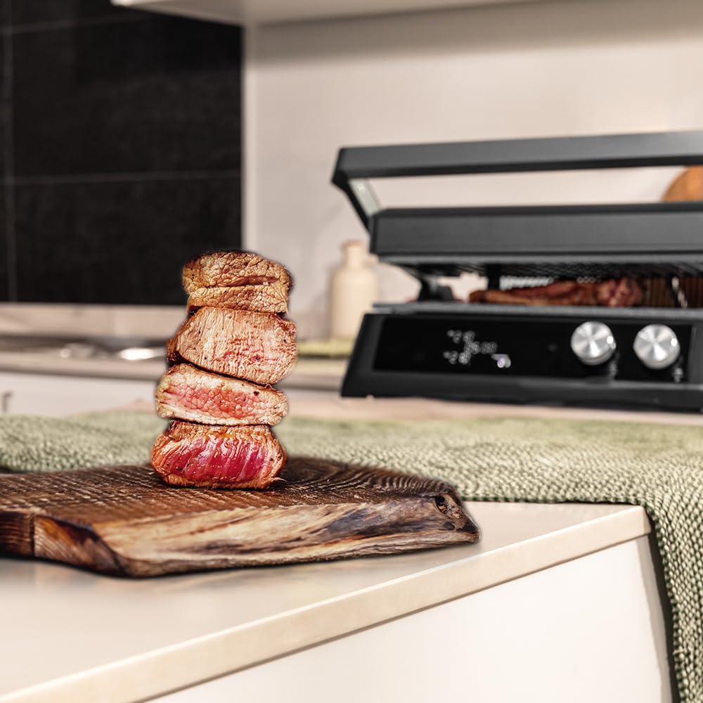 Cecotec Elektrogrill mit abnehmbaren Platten Rockn'Grill Bistro. 2400W, Rauchfreies und gesundes Kochen, Touch-Steuerung, Platten mit unabhängiger Temperaturregelung, inklusive Temperatursonde.