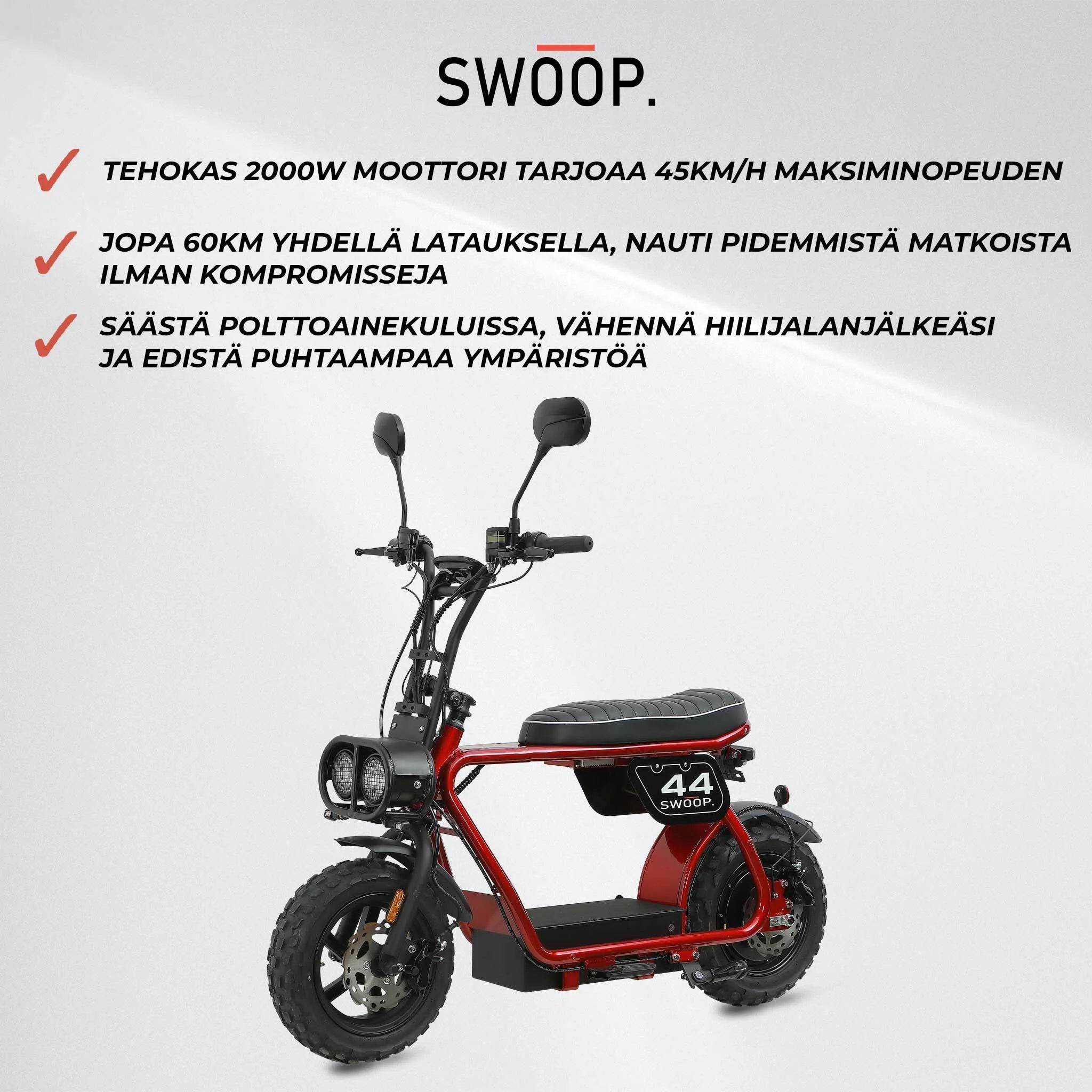 Monopattino elettrico Swoop Turbo 2000W, rosso