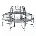 Outsunny Panchina ad anello per albero Design a 360° Ampia seduta in metallo