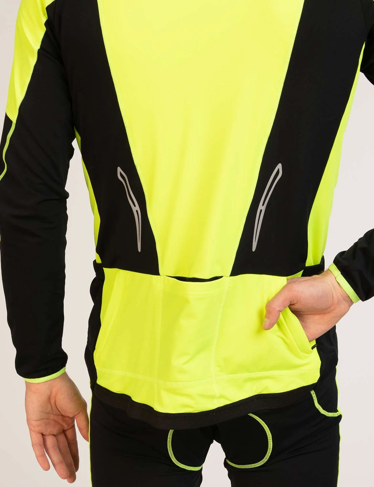 Herren Thermo Fahrradtrikot Pro-T Schwarz-Neon Setprodukt