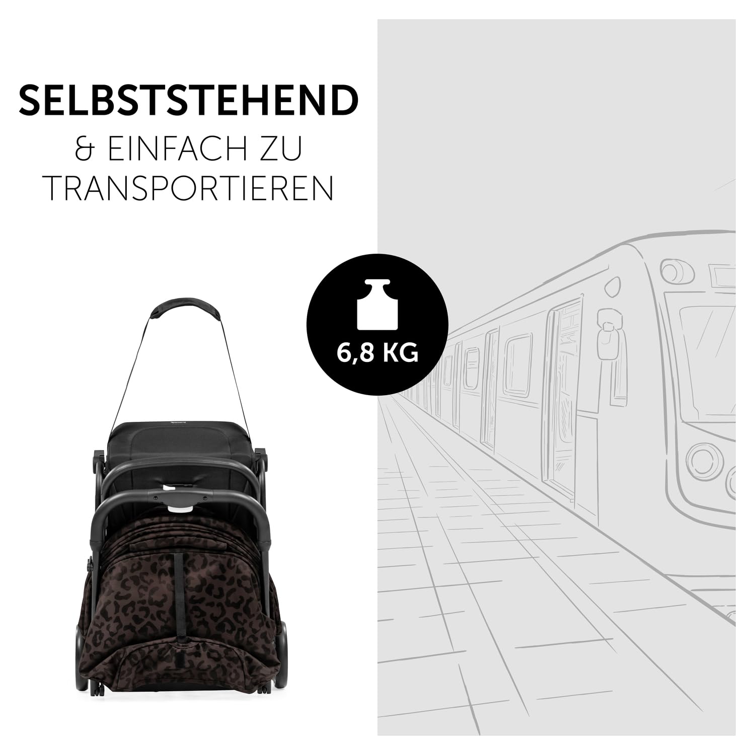 hauck Passeggino leggero Travel N Care per bambini dalla nascita fino a 22 kg con funzione reclinabile, ultraleggero - 6,9 kg, chiudibile con una mano, UPF 50+, ruote in EVA, cestino fino a 3 kg (Dark Olive)