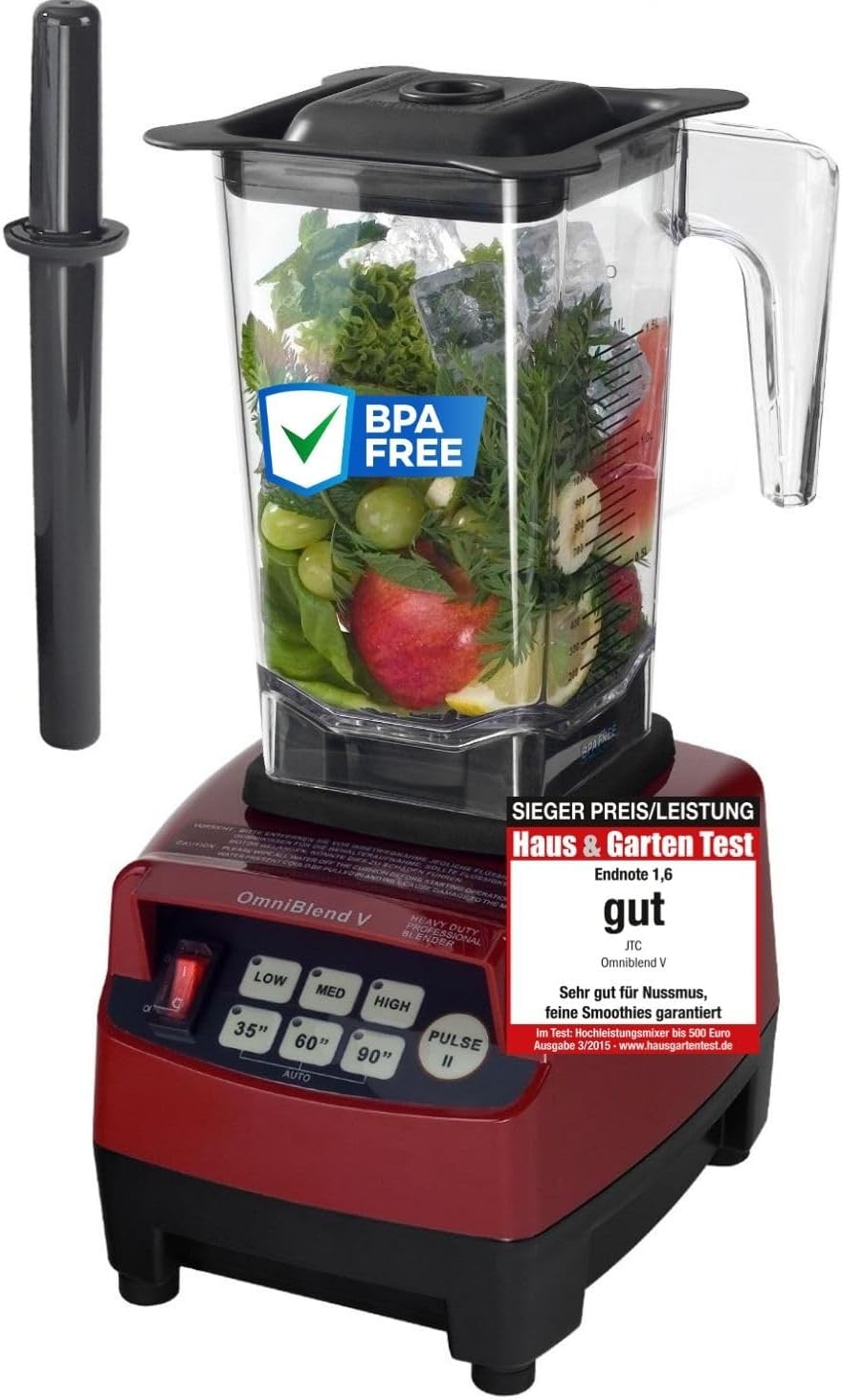 OmniBlend Smoothie Maker 2L in schwarz I Smoothie Mixer inkl. BPA-freiem Behlter & 6-Klingen-System aus Edelstahl I Mixer Smoothie Maker ideal für grüne Smoothies I Standmixer mit 3 PS Motor