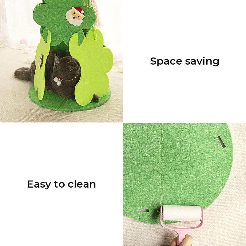 FelineFreude - Gemütliches Filz-Katzenbett im Weihnachtsbaum-Design