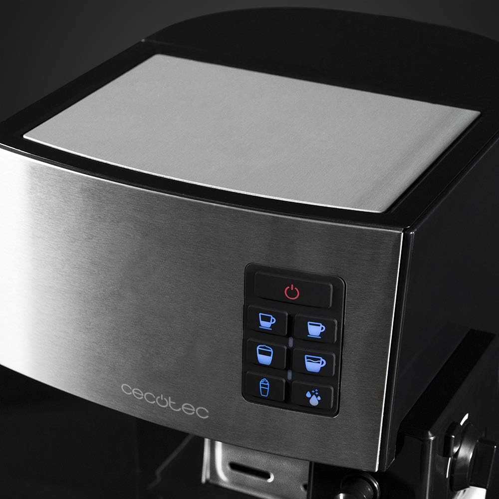 Cecotec Halbautomatische Espressomaschine Power Instant-ccino 20 Touch Serie Nera. 1350 W, 20 Bar Druck, 500 ml Milchtank, Touch-Steuerung, 1,4 Liter Wassertank, Edelstahl-Finish