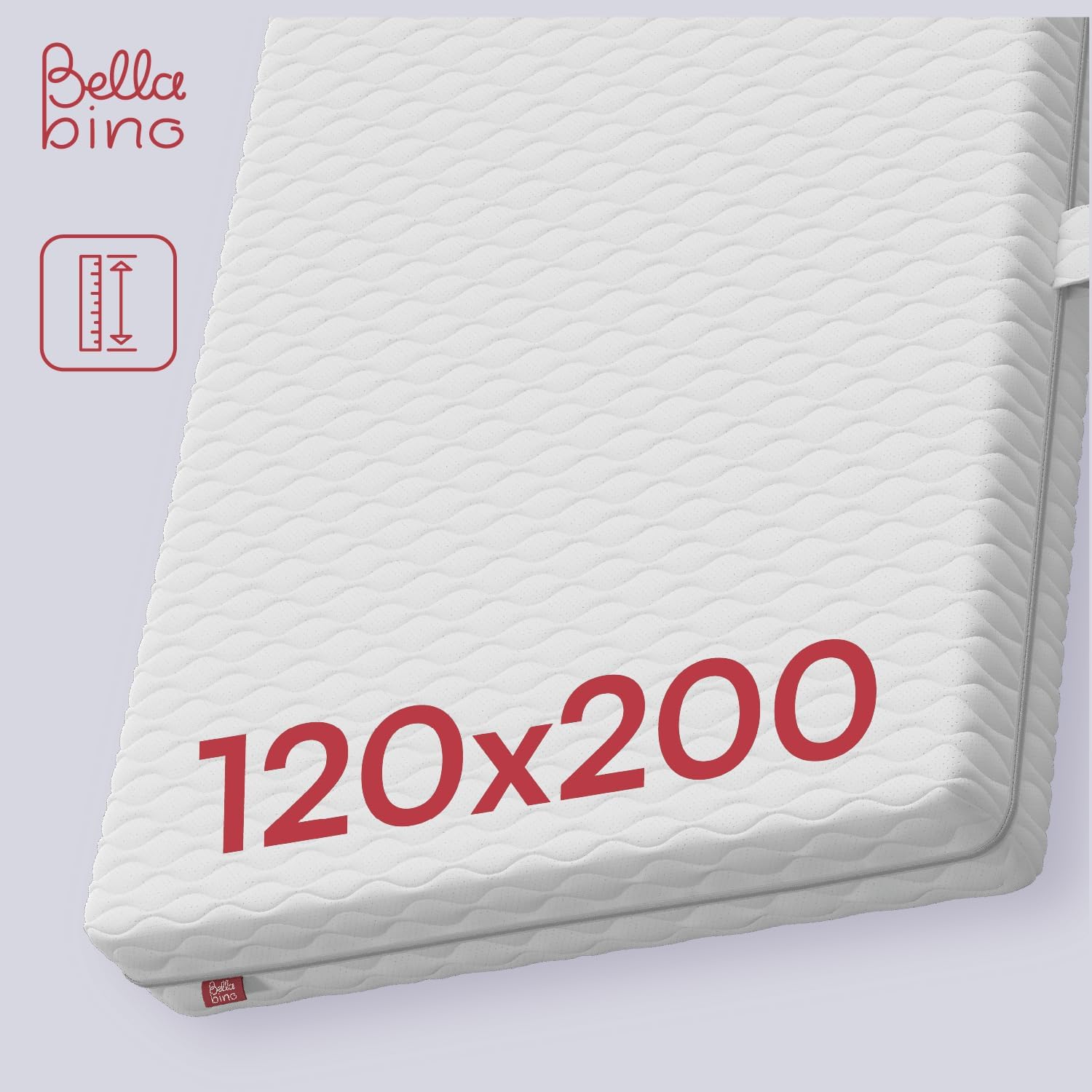 Bellabino Lettino per bambini Bia 140x200 cm, letto a capanna per bambini con protezione anticaduta e rete a doghe arrotolabile, letto a terra Montessori bianco in legno massello di pino