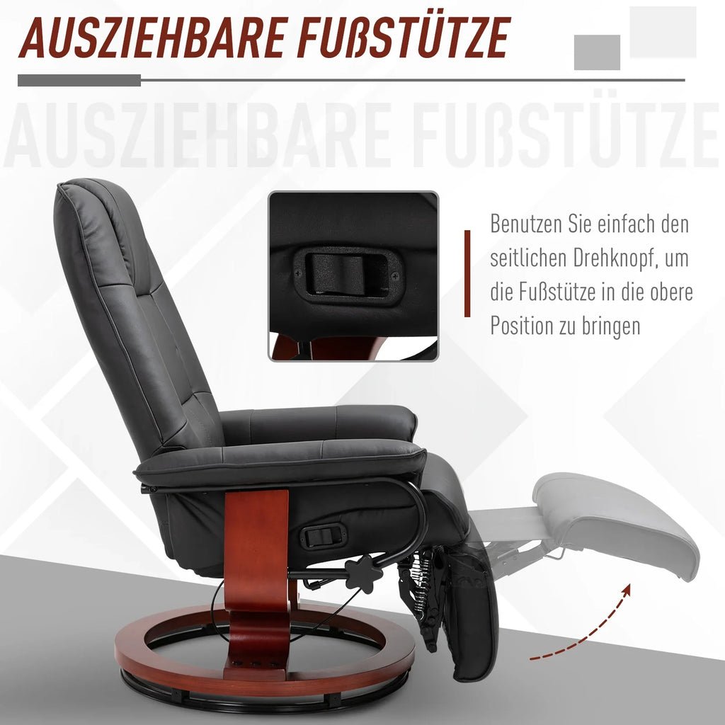Poltrona relax HOMCOM Poltrona TV reclinabile a 145° girevole