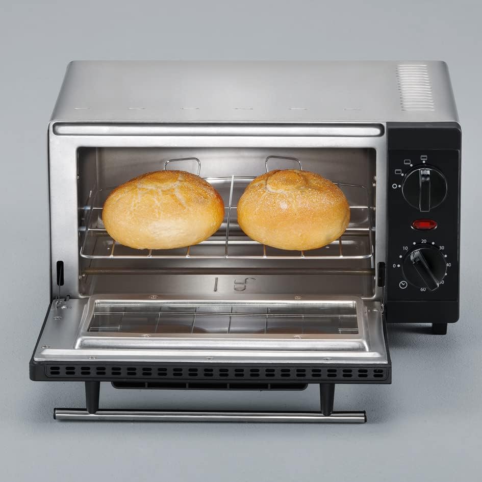 SEVERIN TO 2052 Forno tostapane (800 W, incl. griglia e teglia da forno, 9 L) argento/nero e 2287-000 Tostapane automatico, incl. supporto per panini, 2 fessure, 700 W, AT 2287, nero