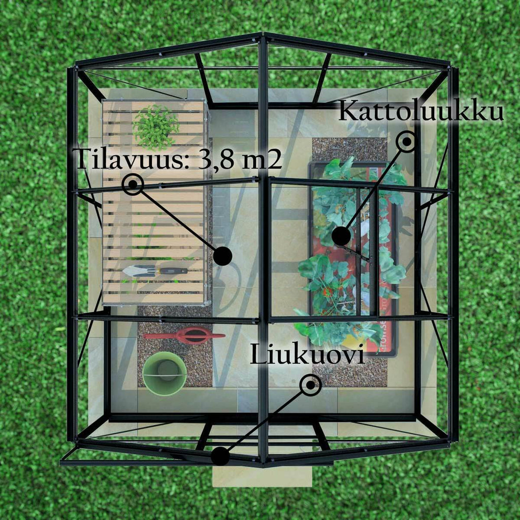 Lykke Gewchshaus Hybrid 3,8m2, schwarz