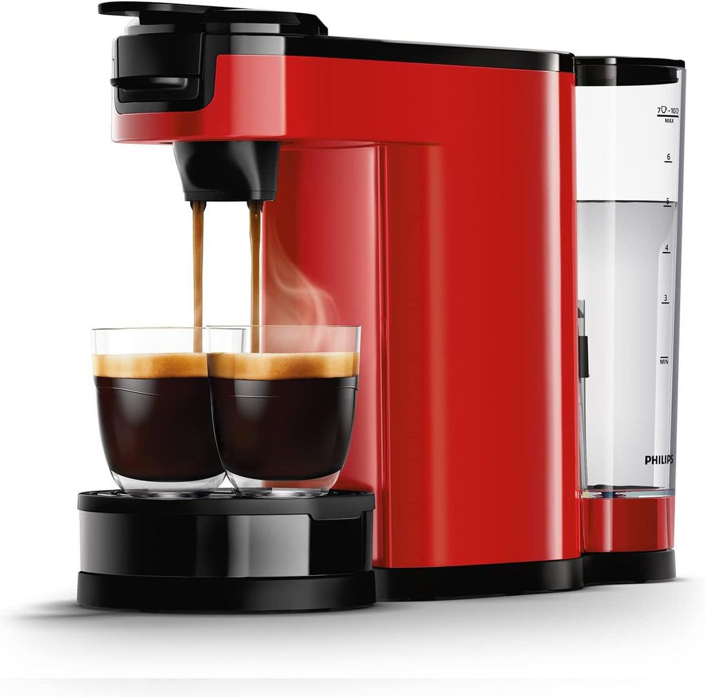 Philips Senseo Switch Macchina da caffè con cialde e filtro, Tecnologia di erogazione 2 in 1, Serbatoio dell'acqua da 1 litro, 7 tazze in un solo ciclo, Nero lucido (HD6592/64)