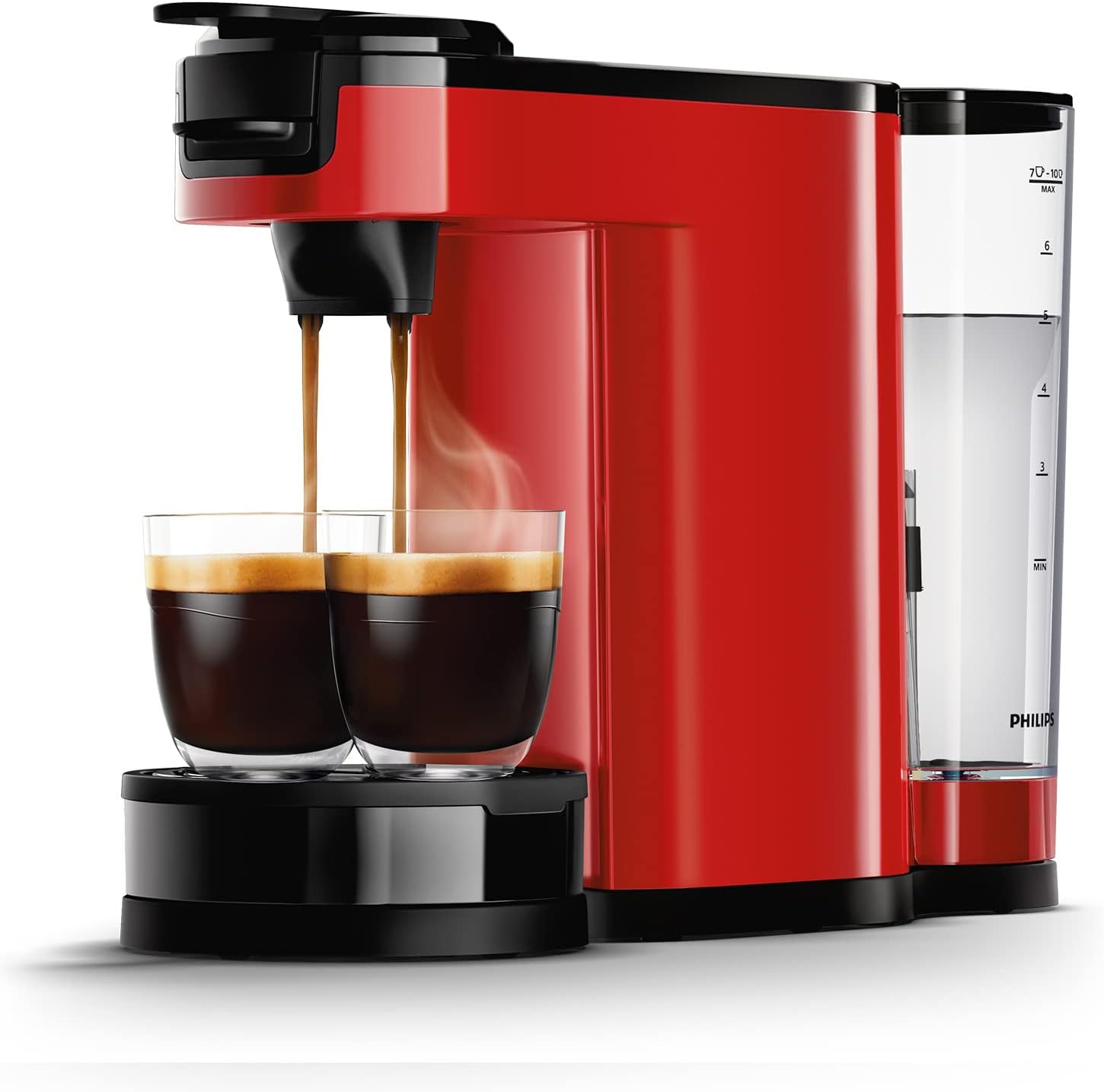 Philips Senseo Switch Macchina da caffè con cialde e filtro, Tecnologia di erogazione 2 in 1, Serbatoio dell'acqua da 1 litro, 7 tazze in un solo ciclo, Nero lucido (HD6592/64)