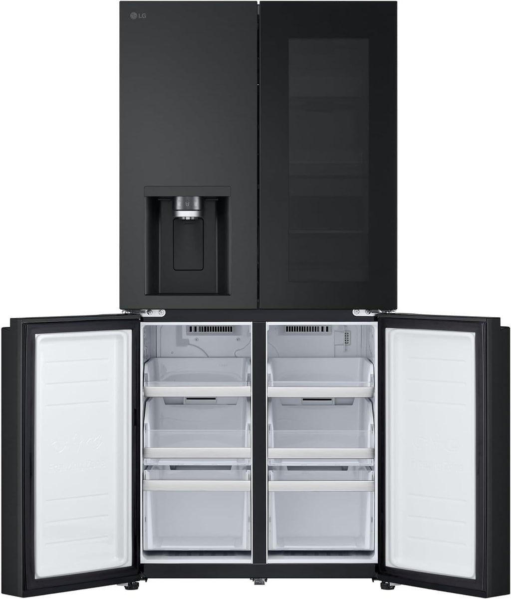 LG GMG861EPAE InstaView SLIM Multi-Door, Classe E, 508 L, Frigorifero Combinato, Erogatore di acqua, ghiaccio e ghiaccio tritato con UVnano, Total NoFrost, Compressore Smart Inverter, Wi-Fi, Colore Nero Opaco