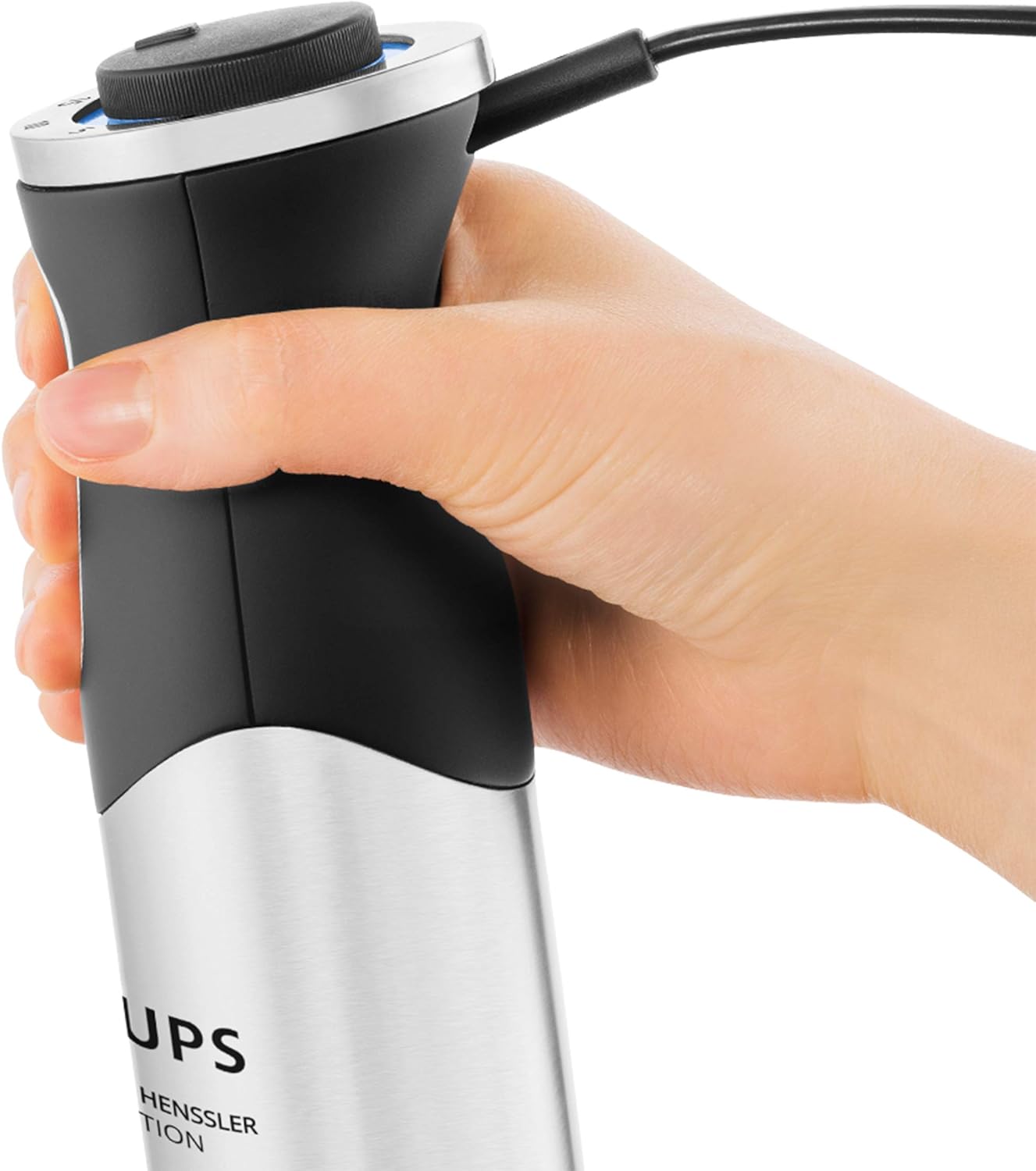 Krups Perfect Mix Stabmixer HZ6568 | Blender | 1000 Watt | Edelstahlfu | 4 extra scharfe Messer | Powelix Technologie | Schneebesen | 500 ml Zerkleinerer | 800 ml Messbecher | Schwarz/Silber