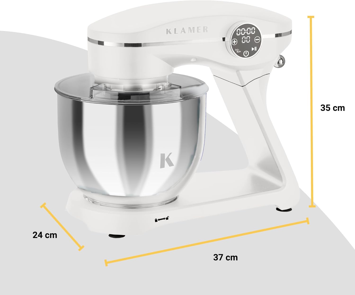 KLAMER Robot da Cucina 1800W, Impastatrice per Pane con Ciotola in Acciaio Inox da 6 L, 10 Velocità con Timer, Movimento Planetario, Frusta a Filo, Gancio Impastatore, Frusta a Palloncino e Coperchio Antischizzi (Nero)
