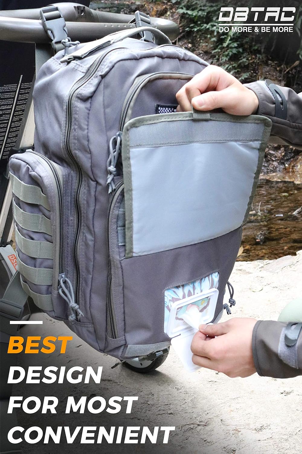DBTAC Zaino Fasciatoio per Papà, Borsa per Pannolini Grande da Uomo con Materassino per il Cambio, Tasche Isolate + Lavabili, Cinghie per Passeggino, Grigio