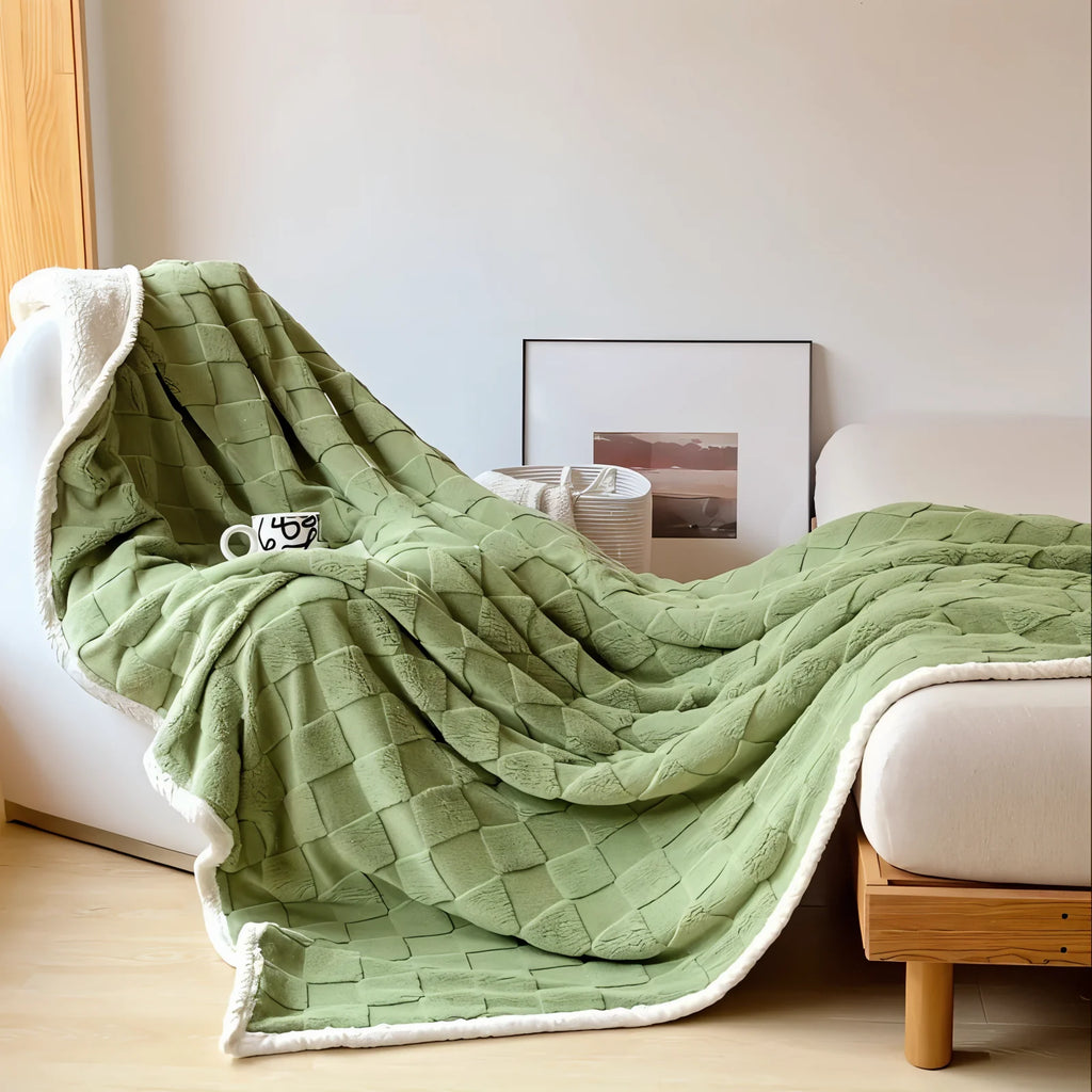CozyCheck Plaid - Coperta in Pile Reversibile, Spessa e Termica per l'Inverno