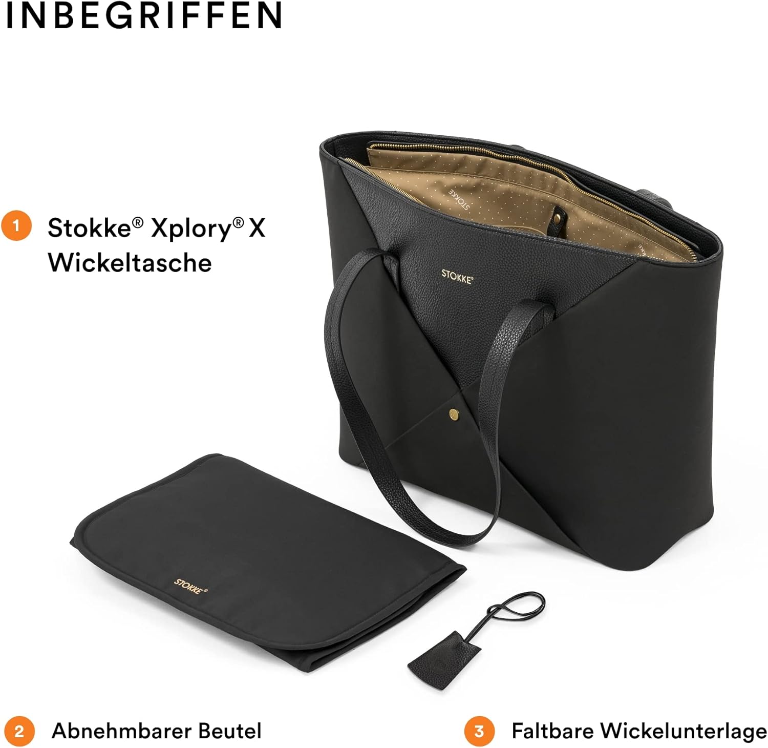 Stokke Xplory X Wickeltasche – Trageoption als Schultertasche oder Rucksack – Inklusive faltbarer Wickelunterlage & Beuteltasche – UPF 50+, wasserabweisend, leicht zu reinigen