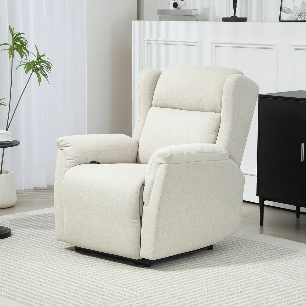HOMCOM Poltrona TV reclinabile con schienale regolabile a 160° e molle insacchettate, beige