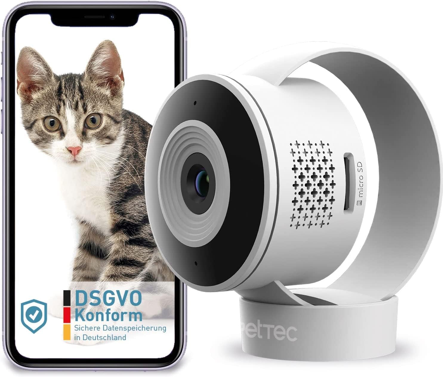 PetTec – Pet Cam Buddy Haustierkamera Futterautomat 8L für Katzen- & Hunde-Trockenfutter – Automatischer Futterspender mit WLAN & App-Steuerung -Inkl. 2-Wege-Audio, Bellerkennung & Nachtsicht