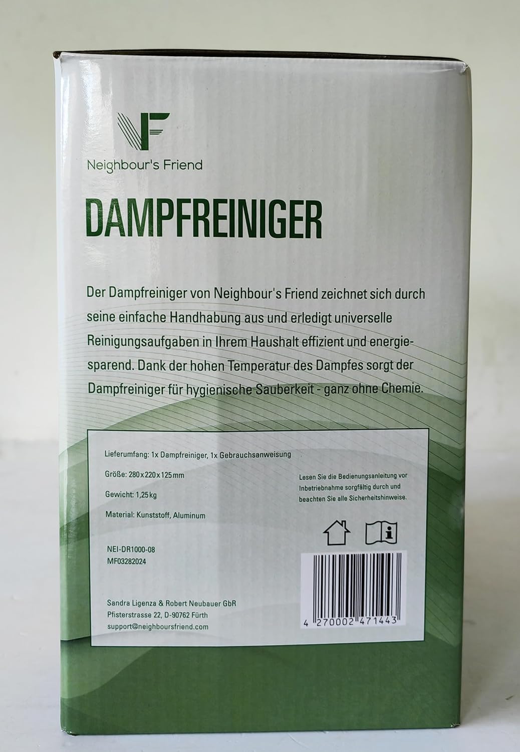 Neighbour's Friend Dampfreiniger Handgert mit vielen Aufstzen 350ml Tank I Leistungsstarker Handdampfreiniger 3,5 Bar I Dampf Gert Fenster mit Dampfregulierung