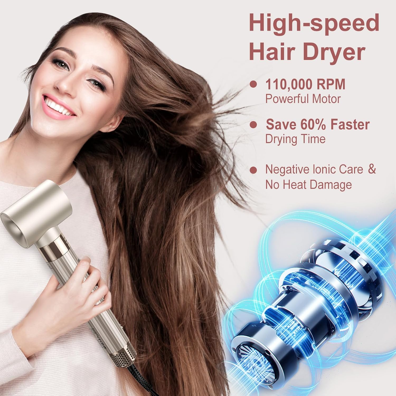 Slopehill Airstyler 5 IN 1, Asciugacapelli Ionico ad Alta Velocità da 110.000 Giri/min per Asciugatura Rapida, Multi-Haarstyler con Arricciacapelli Automatico ad Aria, Spazzola Lisciante e Spazzola Volumizzante (Nero)
