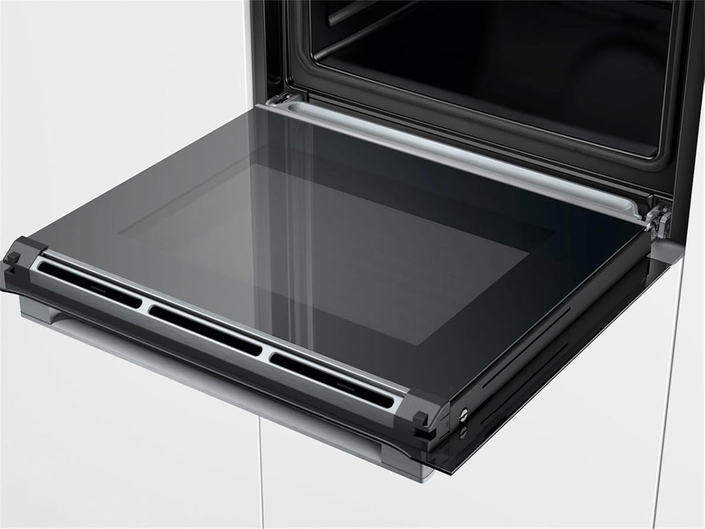 Bosch HMG7361B1, Serie 8 Forno da incasso intelligente con funzione microonde, 60 x 60 cm, Made in Germany, Nero, Air Fry, Anello di controllo digitale, Display touch, Programmi automatici, Supporto per la pulizia