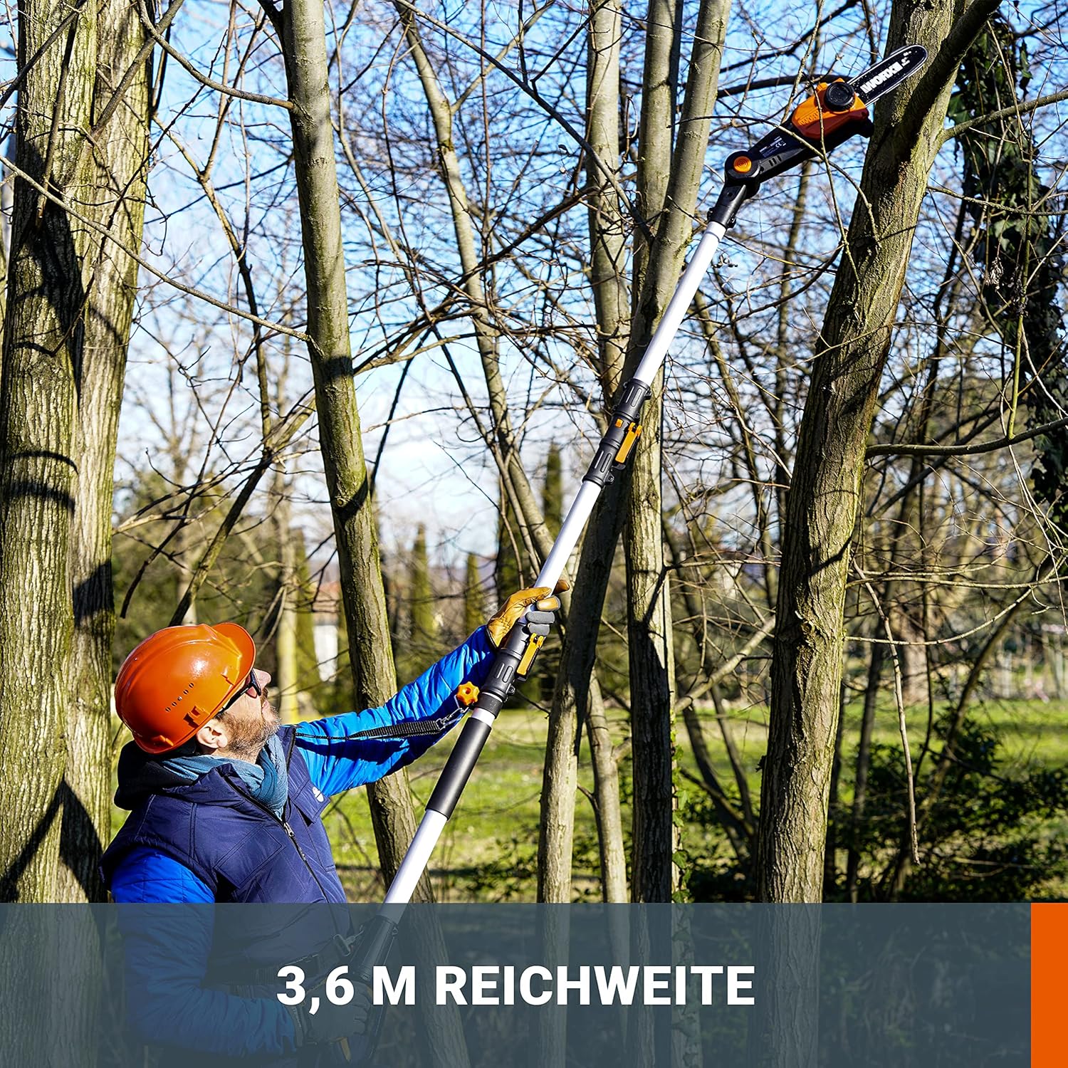 WORX WG252E.9 Tagliasiepi Telescopico a Batteria - Larghezza di Taglio 45 cm - Asta Telescopica Regolabile in 10 Posizioni fino a 3,20 Metri di Altezza - Compatibile con PowerShare - Batteria e Caricabatterie Non Inclusi